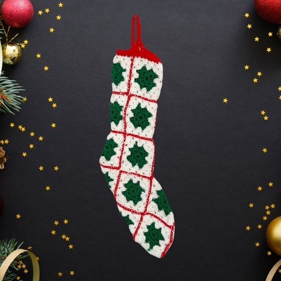 Handmade Vintage Knit Christmas Stocking Home Holiday Decor - Picture 1 of 9
